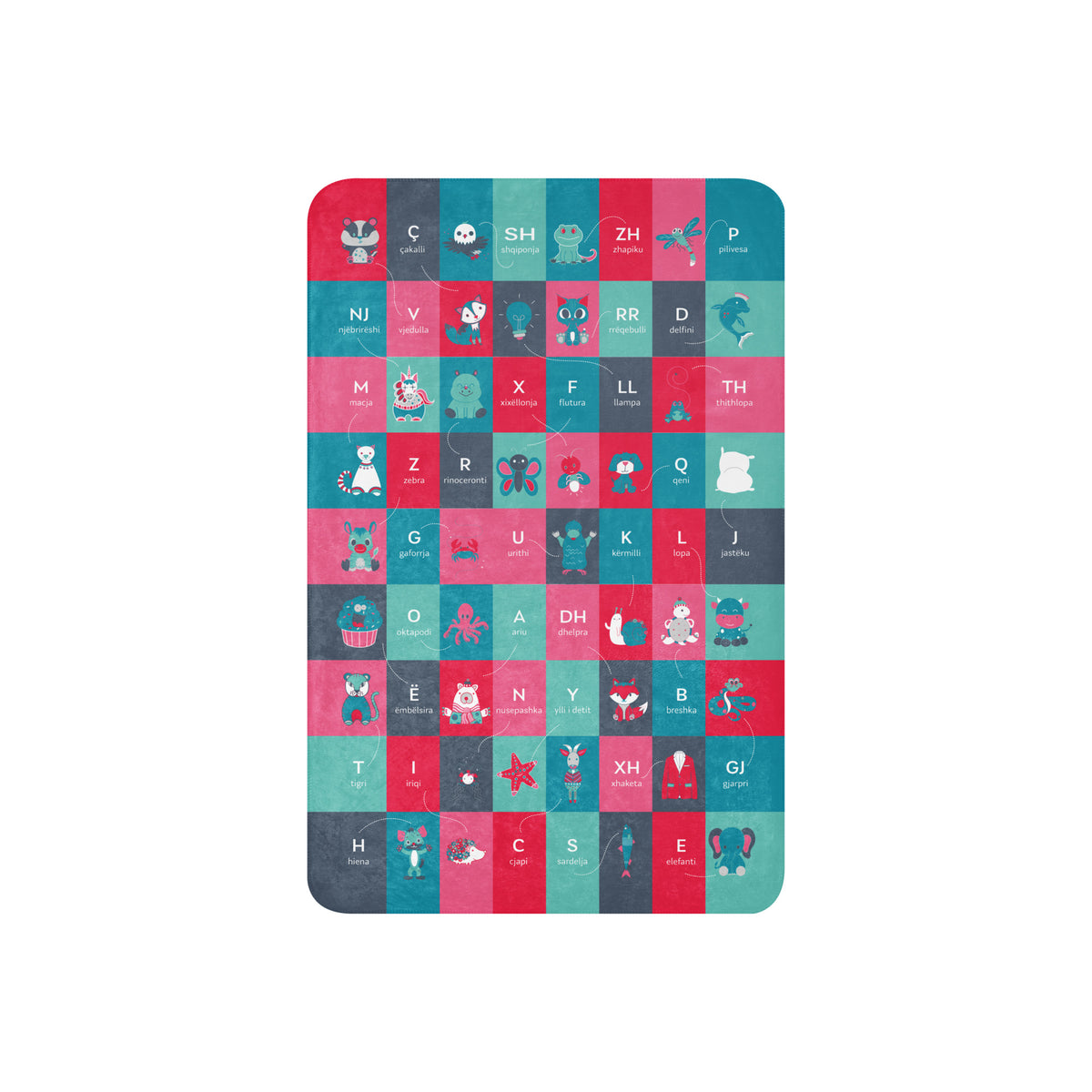 Albanian Alphabet Adventure Kids Sherpa Blanket SHQIPFUL